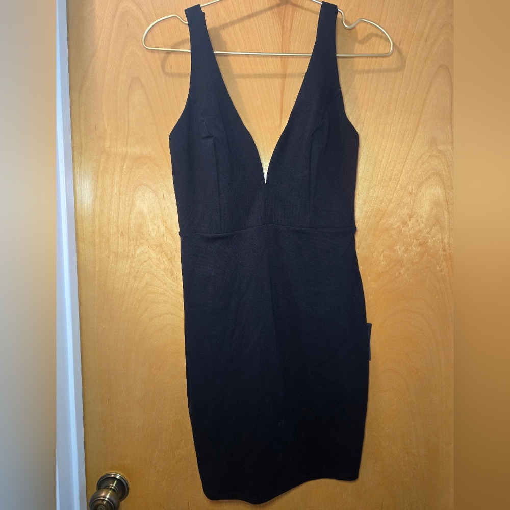 Lulu's Black Plunge Mini Dress